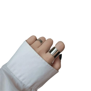 Minimalist wide and thin stainless steel adjustable open rings set for men and women