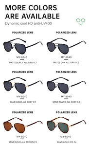 Detailed collection of polarized aviator sunglasses in various metal frame colors