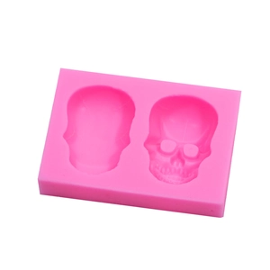 Pink silicone Halloween skull mold for fondant cake and chocolate baking DIY