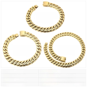 Detailed comparison of 20mm wide gold stainless steel Cuban chains in three lengths