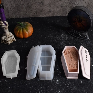 Halloween kist siliconen mal set met spinnenweb reliëf voor DIY hars opbergdoos decoratie