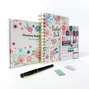 Budget Book Spiral Notebook Floral Hardcover Financial Planner With Stickers And Pen For Monthly Weekly Expense Tracking