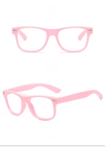 Monture de lunettes roses pour enfants avec vues de face et de côté et rivets