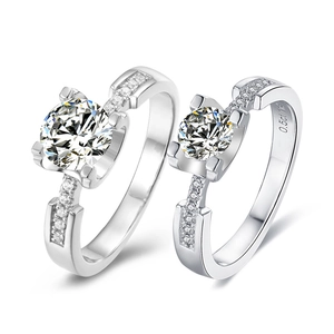 Classic Moissanite S925 sterling silver rings with 0.5ct diamond in four-prong setting