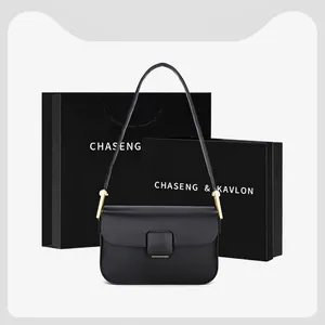 Solid Color PU Leather Underarm Shoulder Bag Minimalist Flap Rectangular Handbag With Square Buckle For Women