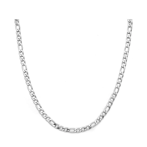 Polished silver stainless steel Figaro NK 3:1 link chain necklace for men and women
