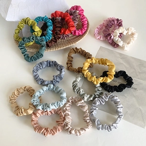 Satin Scrunchies Satin Hair Ties Pleated Elastic Traceless Ponytail Holder Solid Color Elegant Hair Accessories Women