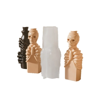 Stampo in silicone per bottiglia a teschio e accessori per vasi in gesso gotico