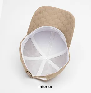 Detail view of the internal mesh lining and adjustable metal buckle of the baseball cap