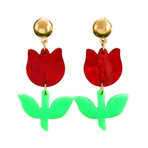Schicke Acryl-Tulpenohrringe mit Marmortextur und goldfarbenen Metallsteckern