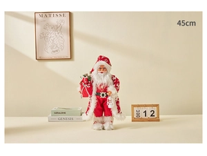 Standing Santa Claus ornament 45cm tall with lantern and gift bag festive decoration