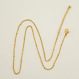 18K gold plated 304 stainless steel bead chain necklace with lobster clasp and extender