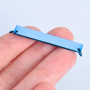 Blue rectangular stainless steel connector pendant for DIY jewelry making 6x35mm