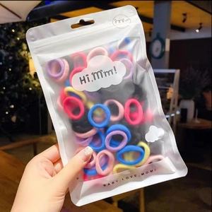 Colorful high-elastic hair bands for girls in a portable clear frosted zipper bag