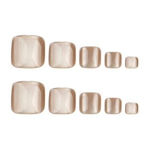 Minimalist light brown cat eye toe press-on nails set with metallic glitter finish