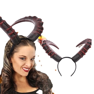 Halloween Devil Horns Headband Realistic Gothic Bio Texture PU Demon Sheep Horn Hair Hoop For Carnival Cosplay Party Costume Props
