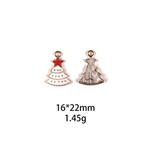 Detail view of 16x22mm enamel Christmas tree pendant showing both sides for DIY crafts
