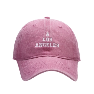 Vintage washed pink cotton baseball cap with A LOS ANGELES white embroidery