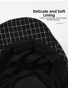 Detail of the soft cotton inner lining and breathable sweatband of this checkered hat