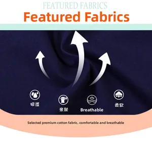 Detail of soft breathable navy cotton fabric with moisture-wicking and skin-friendly features