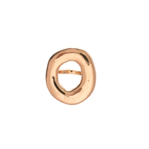 Minimalist irregular thick rose gold metal ring with a modern hollow circular design