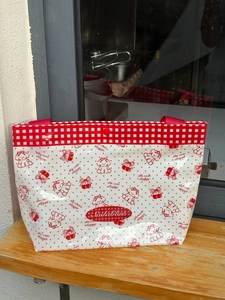 Cute Cartoon Print PVC Handbag Waterproof Cherry Bear Dog Pattern Portable Tote Bag For Women Student Lunch Picnic Novelty