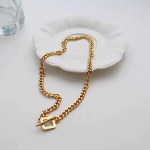 Unisex Hip Hop Punk Stainless Steel Cuban Chain Necklace With Square Toggle Clasp Gold Silver Plated Jewelry For Men Women