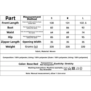 Detailed size chart for women's embroidered sleeveless dress including bust and waist data