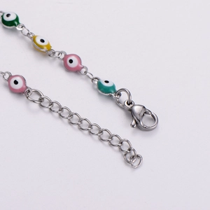 Bracelet bébé œil maléfique coloré avec perles et chaîne en métal ajustable enfant