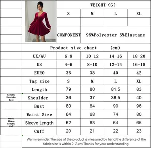 Tableau des tailles pour robe en velours bordeaux avec guide de mesure et tissu