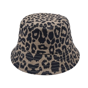 Close-up of leopard print pattern on cotton twill fabric for kids bucket sun hat