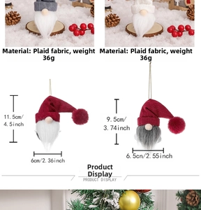 Detailed dimensions of Christmas gnome ornaments with metal bell and knitting texture