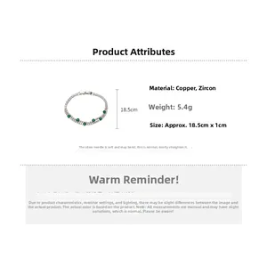 Gedetailleerd overzicht van een dubbellaagse zirkoon armband met specificaties