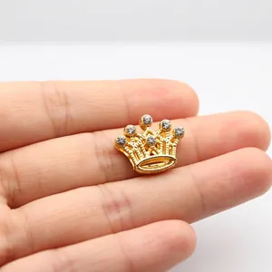 Golden crown charm with mini rhinestones for 10mm DIY keychain strap accessories