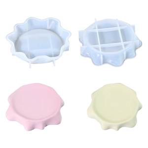 DIY Silikonform für Wellenrand-Tablett aus Harz in Weiß Rosa und Gelb erhältlich