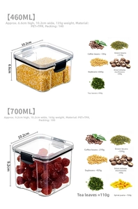 Tabla de tallas para botes de PET de 460 ml y 700 ml con dimensiones y capacidades claras