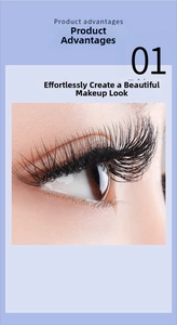 Close-up view of thick long black false eyelashes providing a natural curled volume look