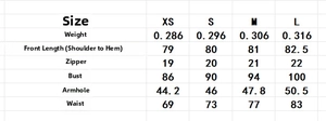 Size chart detail showing measurements for elegant jacquard bow back mini dress