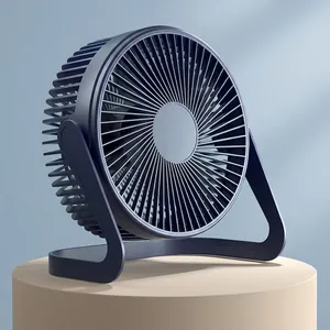 5-inch navy blue desktop USB fan with 3D spiral 5-blade design for office cooling