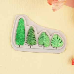 Stampo in silicone a quattro cavità a forma di foglia per decorazione torte e cioccolato