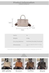 Detailed size chart and multi-color options for the vintage textured leather tote bag