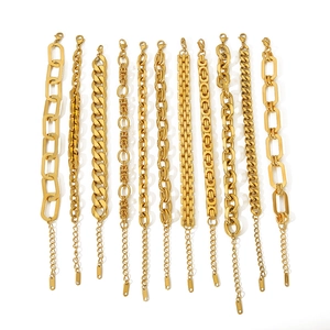 Set di 11 bracciali in acciaio inossidabile placcato oro 24K con maglie grosse e intrecciate