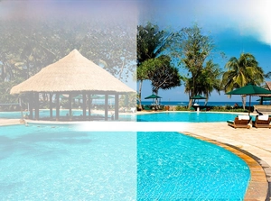 Polarized lens visual comparison showing glare reduction and enhanced color clarity