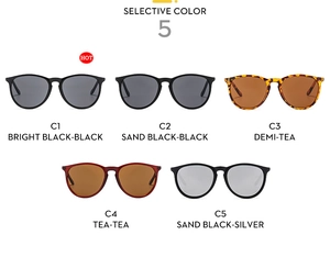 Flat lay display of fashion aviator sunglasses in five stylish colors with metal temples