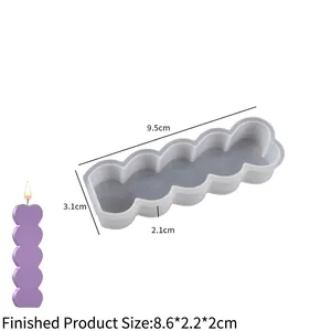 Detailed dimensions of five-cavity wave silicone mold for DIY candle and plaster crafting