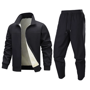 Tuta Da Uomo In Pile Foderata Giacca Invernale Calda E Pantaloni Abbigliamento Sportivo Antivento Colore Solido