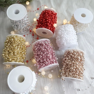 Christmas 10m beaded chain garland in multiple colors for DIY festive decoration