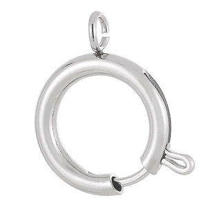 Bright silver stainless steel spring ring clasp for DIY jewelry making and necklaces