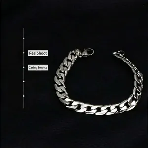 Classic silver Cuban link chain bracelet in stainless steel with a secure lobster clasp