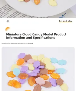 Macro shot of 2cm colorful mini resin cloud charms with Angelic engraving for DIY crafts